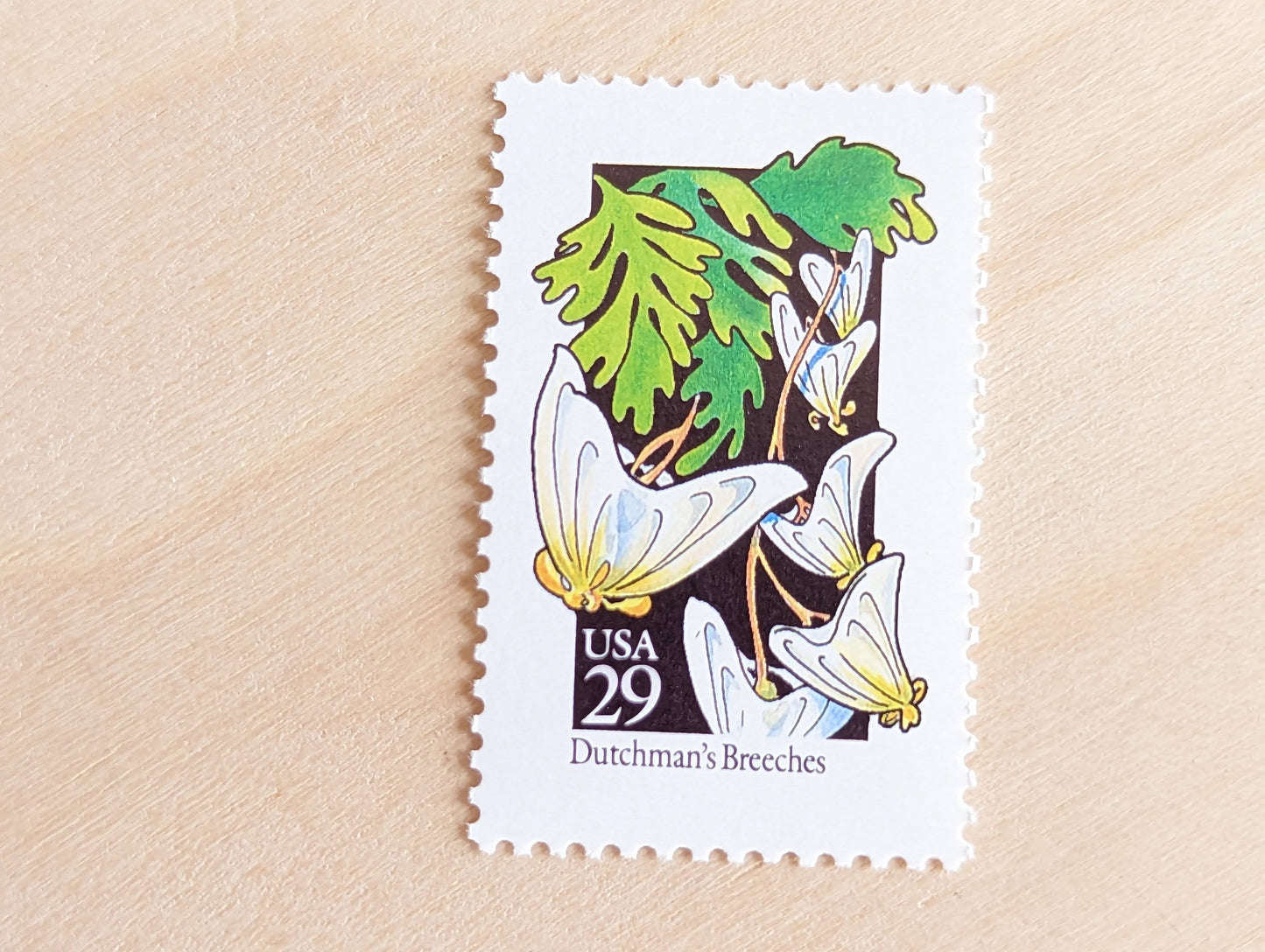 Set of 5 Dutchmen's Breeches Wildflower Stamps, 29 cent stamps, 1992 Unused USPS Postage Stamps