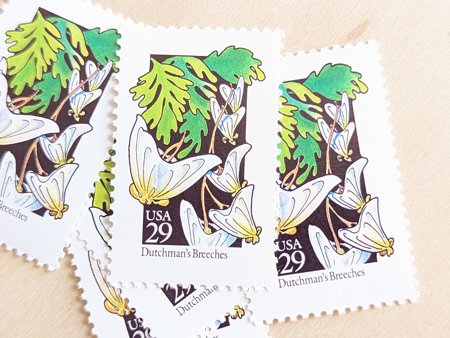 Set of 5 Dutchmen's Breeches Wildflower Stamps, 29 cent stamps, 1992 Unused USPS Postage Stamps