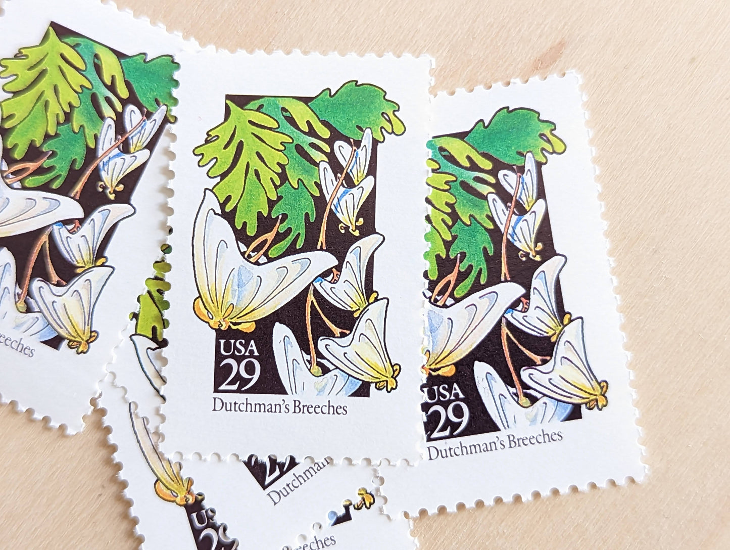 Set of 5 Dutchmen's Breeches Wildflower Stamps, 29 cent stamps, 1992 Unused USPS Postage Stamps