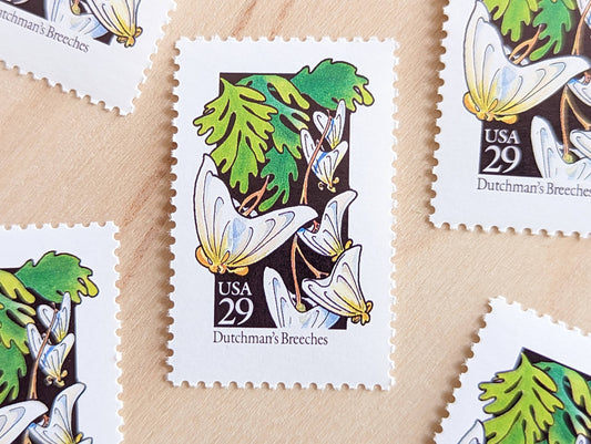 Set of 5 Dutchmen's Breeches Wildflower Stamps, 29 cent stamps, 1992 Unused USPS Postage Stamps