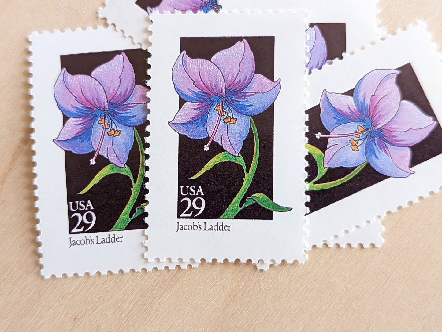 Set of 5 Jacob's Ladder Wildflower Stamps, 29 cent stamps, 1992 Unused USPS Postage Stamps