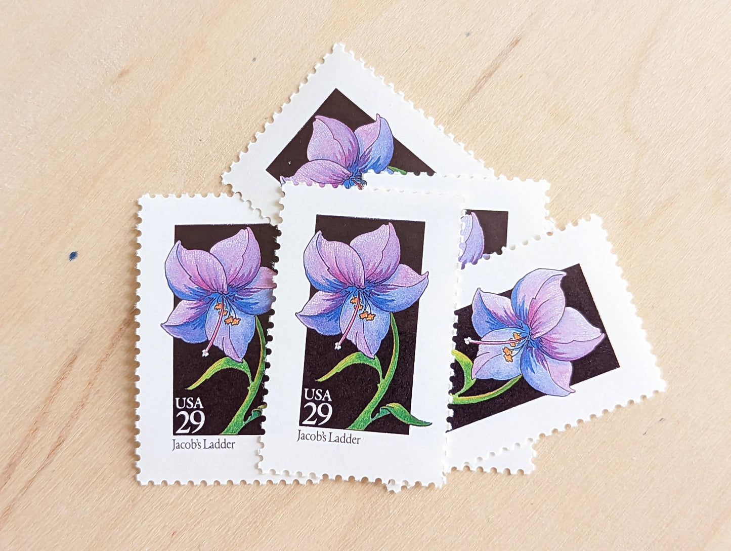 Set of 5 Jacob's Ladder Wildflower Stamps, 29 cent stamps, 1992 Unused USPS Postage Stamps