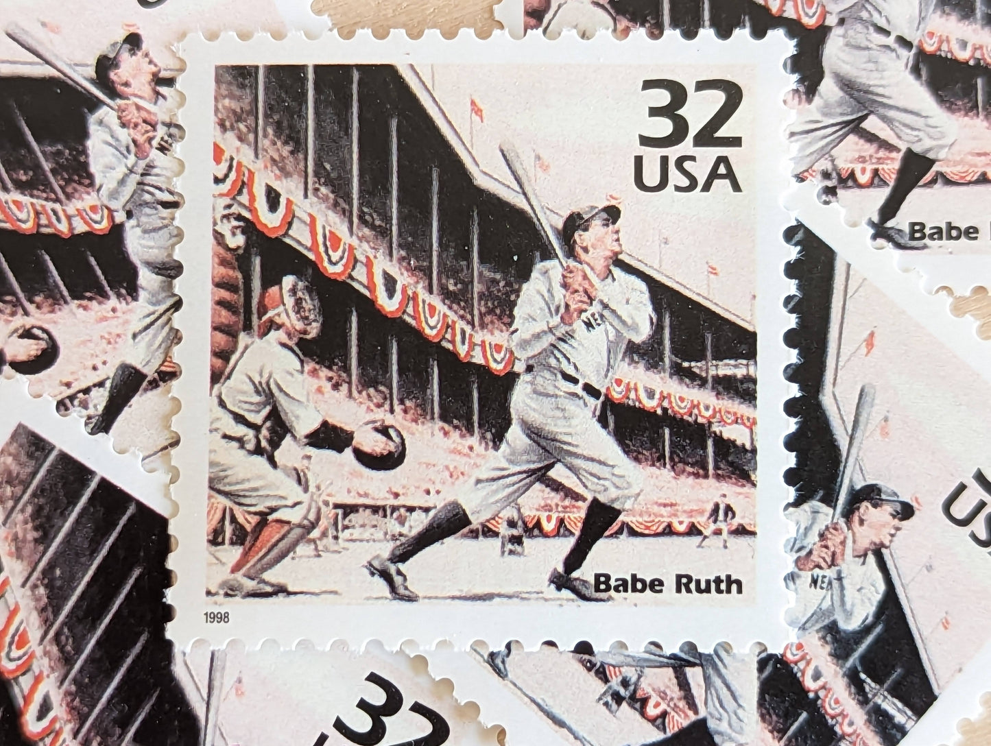 5 Babe Ruth, 32 Cent, 1998, 1920s Celebrate The Century, Unused Postage Stamps