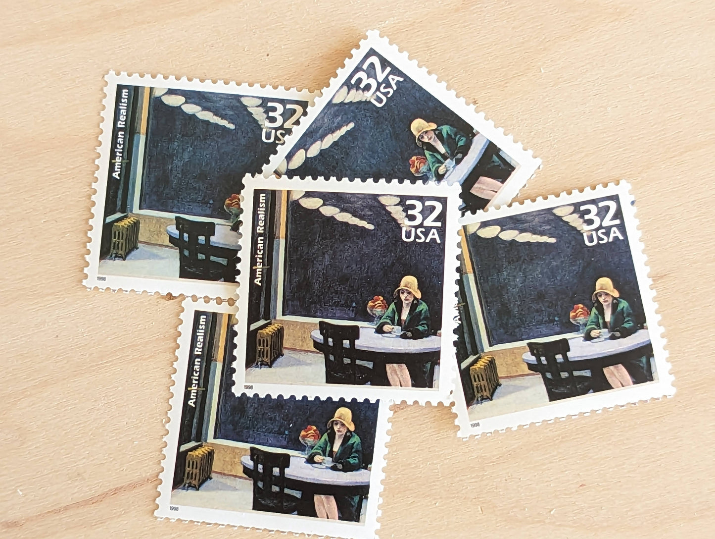 5 American Realist, Edward Hopper 32 Cent Stamps, 1998, 1920s Celebrate The Century, Unused Postage Stamps