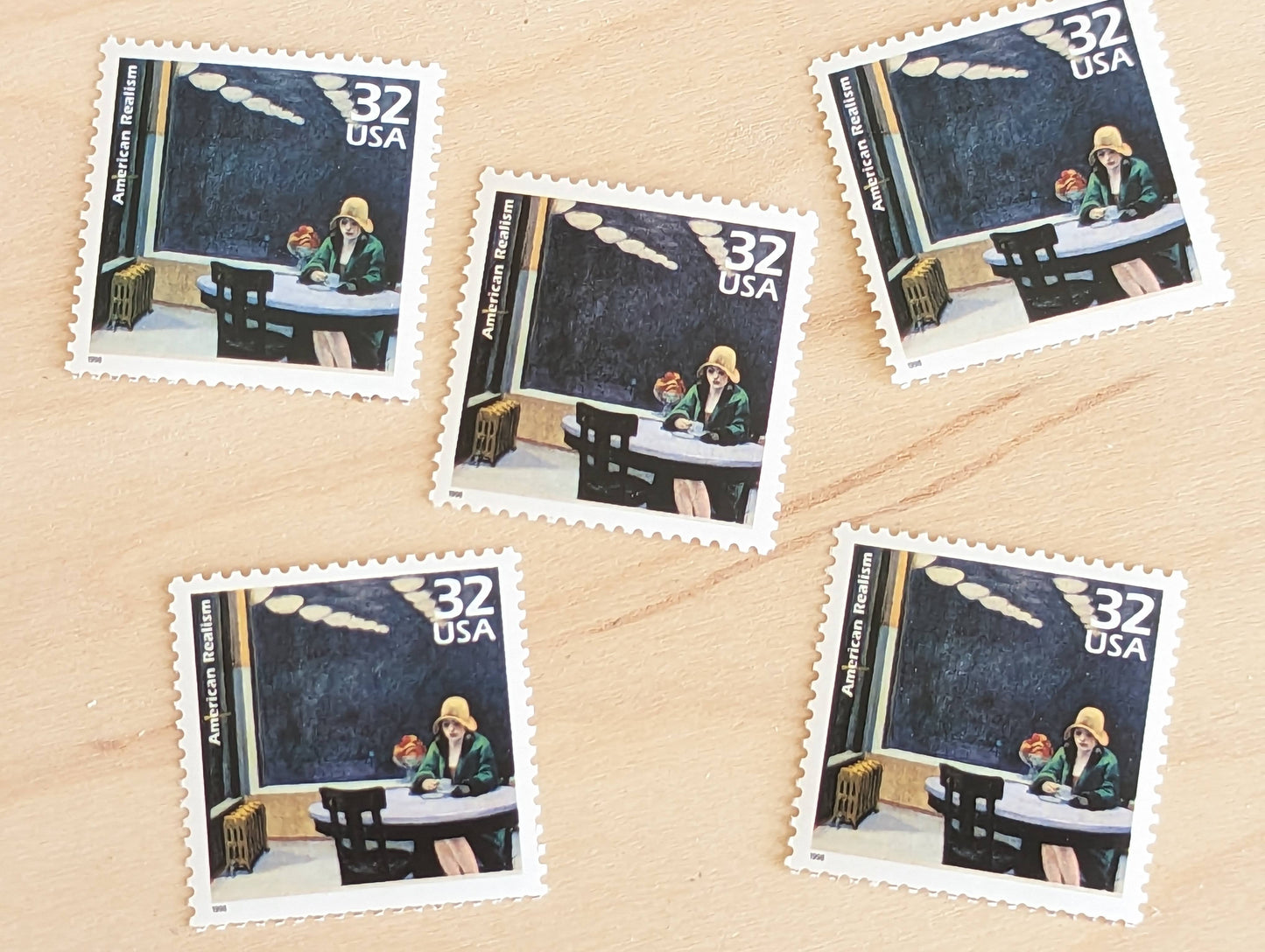 5 American Realist, Edward Hopper 32 Cent Stamps, 1998, 1920s Celebrate The Century, Unused Postage Stamps