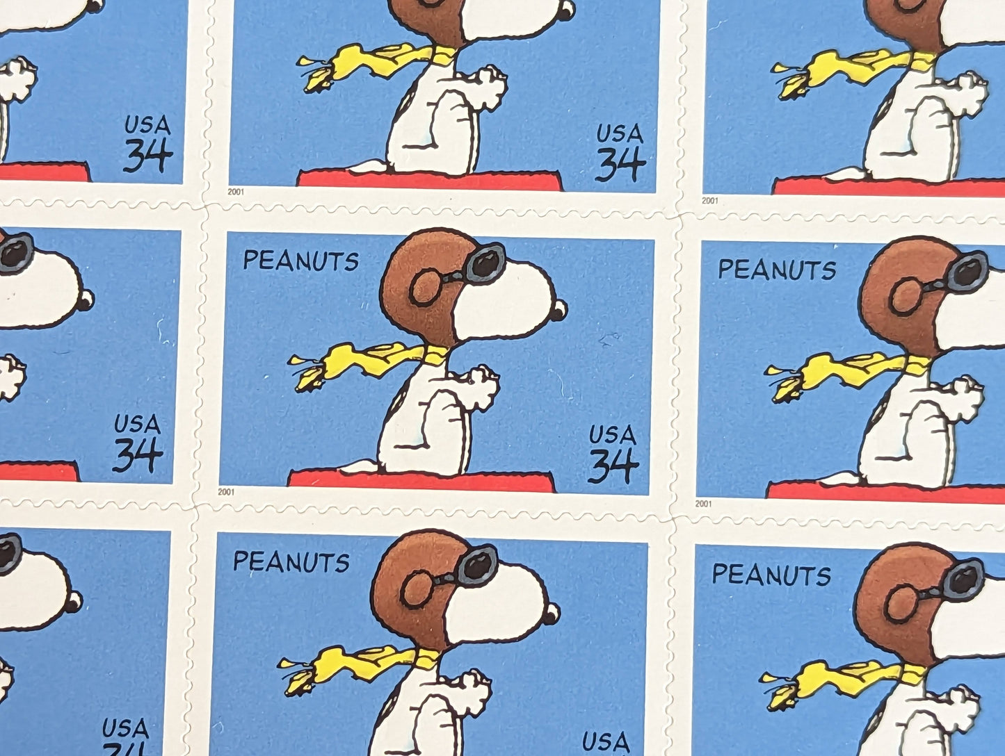 Snoopy Stamp Sheet, Unused US 34 Cent Stamps, 20 Stamps, 2000