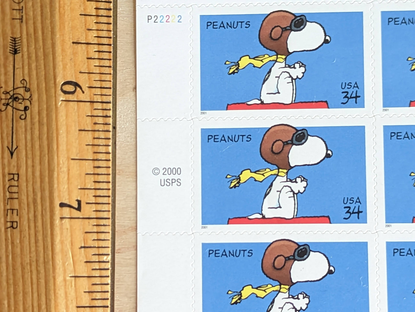 Snoopy Stamp Sheet, Unused US 34 Cent Stamps, 20 Stamps, 2000