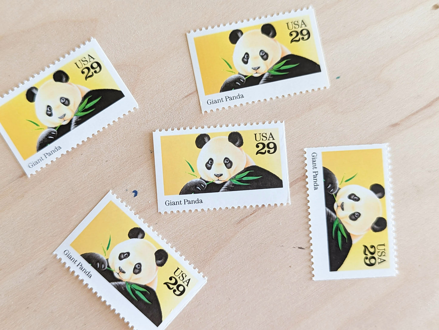 5 Giant Panda Stamps, 29 Cent, 1992, Unused Postage Stamps