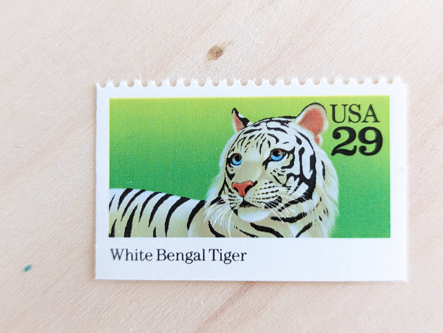 5 White Bengal Tiger Stamps, 29 Cent, 1992, Unused Postage Stamps