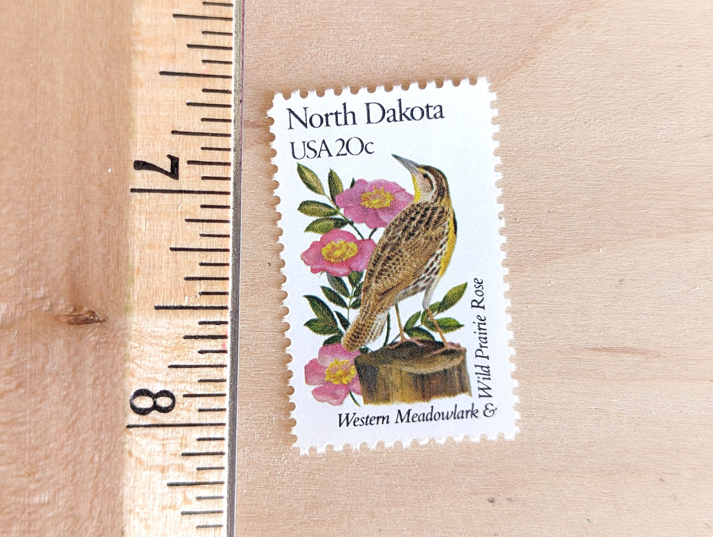 5 North Dakota State Stamps, 20 Cent, 1982, State Bird and Flower, Unused Postage Stamps