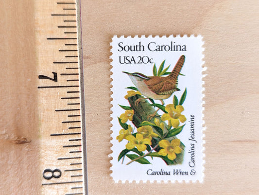 5 South Carolina State Stamps, 20 Cent, 1982, State Bird and Flower, Unused Postage Stamps