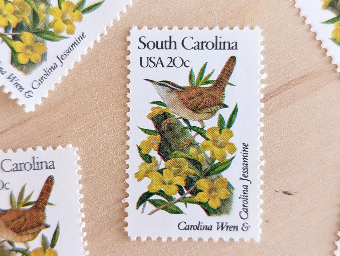 5 South Carolina State Stamps, 20 Cent, 1982, State Bird and Flower, Unused Postage Stamps