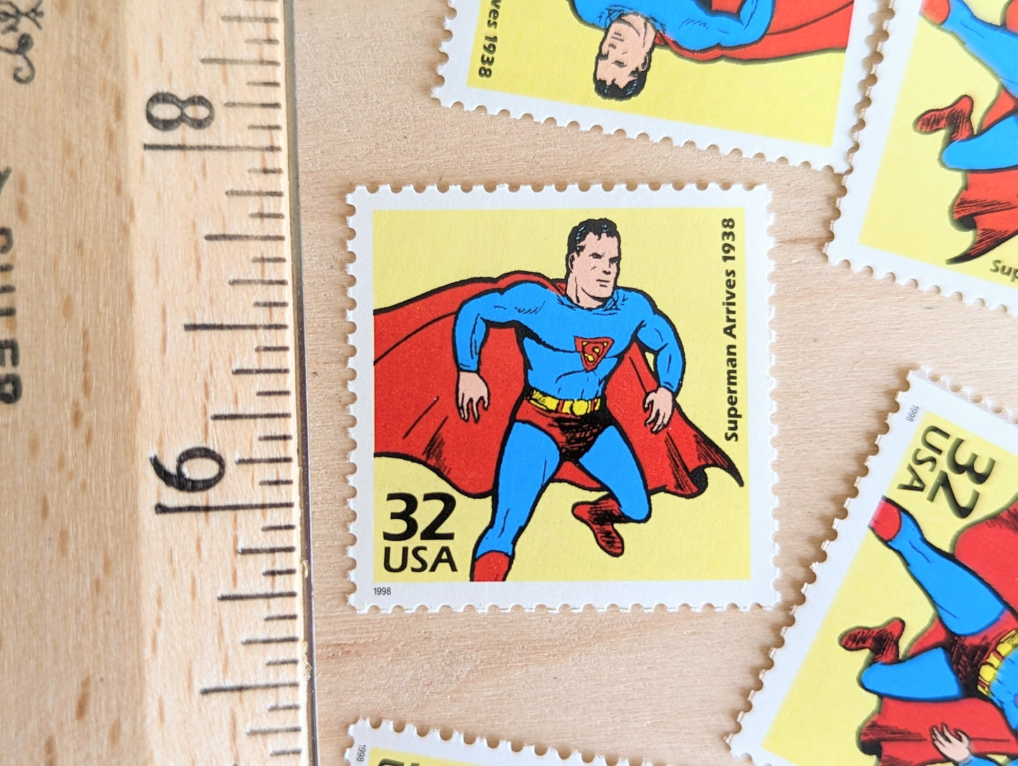 5 Superman stamps, 32 Cent, 1998, 1930s Celebrate The Century, Unused Postage Stamps