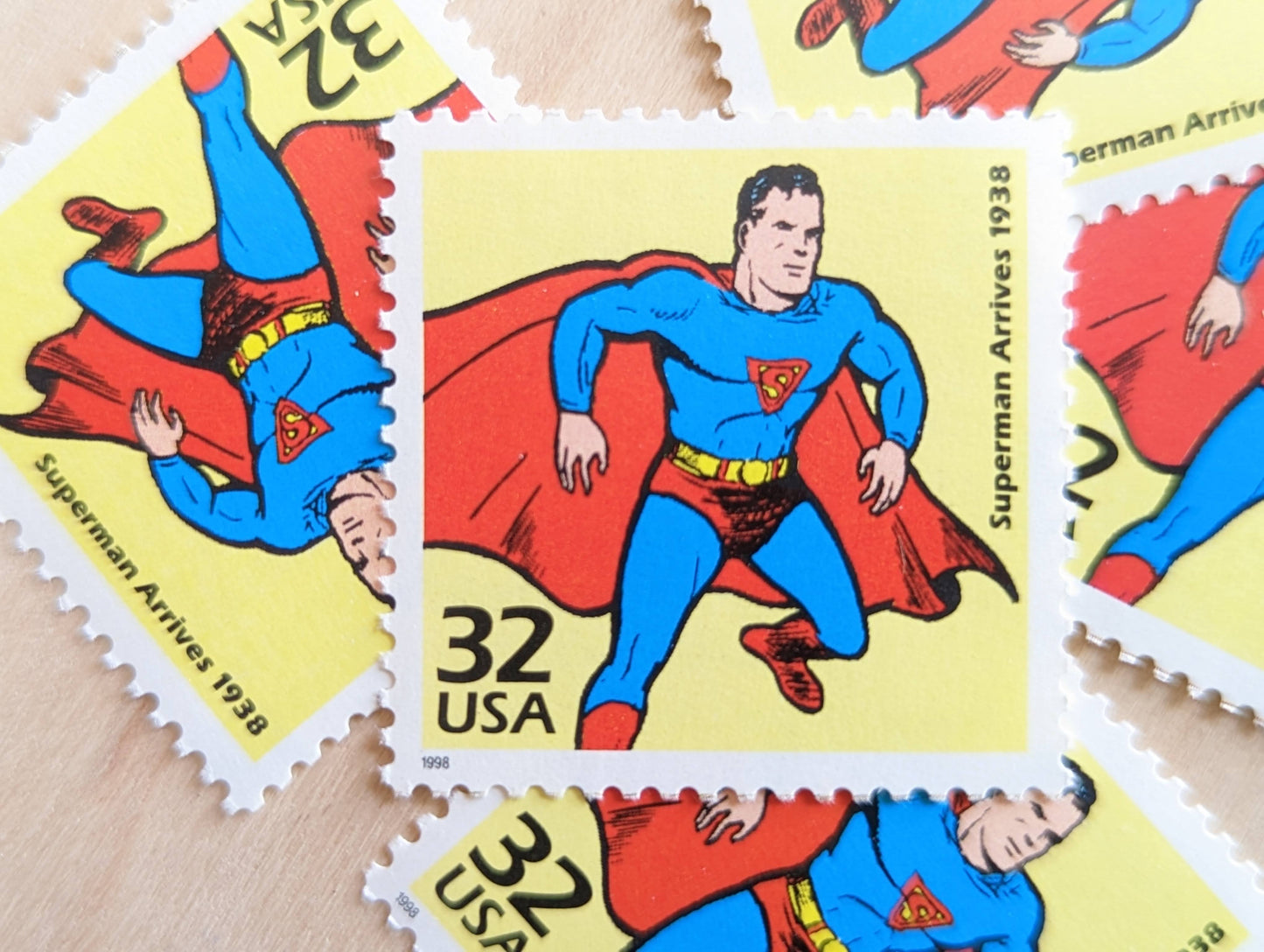 5 Superman stamps, 32 Cent, 1998, 1930s Celebrate The Century, Unused Postage Stamps