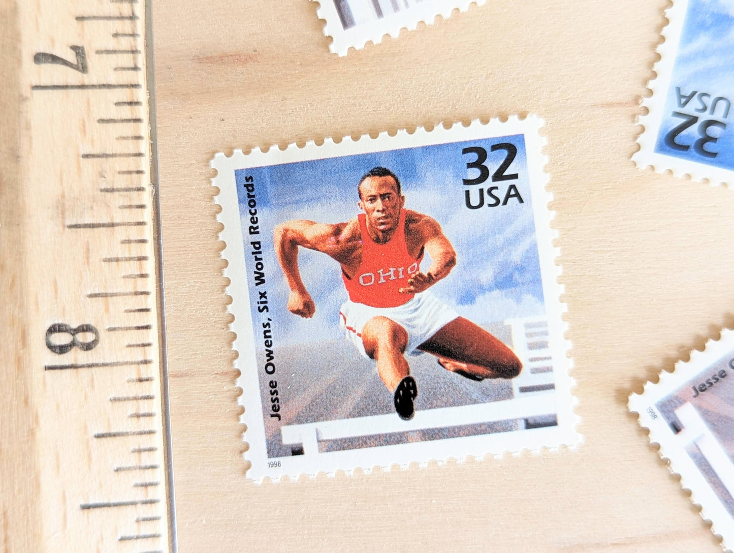 5 Jesse Owens stamps, 32 Cent, 1998, 1930s Celebrate The Century, Unused Postage Stamps