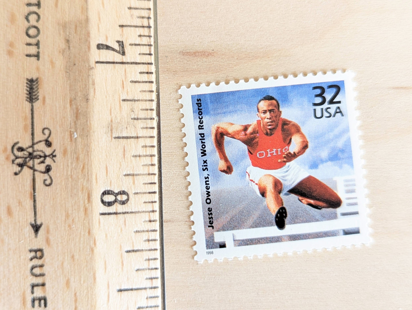 5 Jesse Owens stamps, 32 Cent, 1998, 1930s Celebrate The Century, Unused Postage Stamps