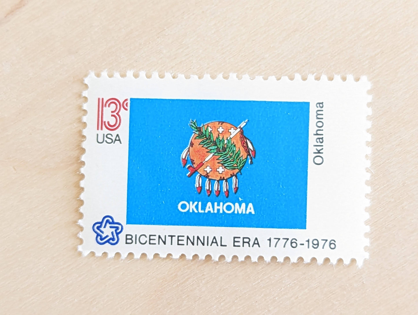 10 Alabama State Flag Stamps, 13 Cent, 1976, State Flag, Unused Postage Stamps