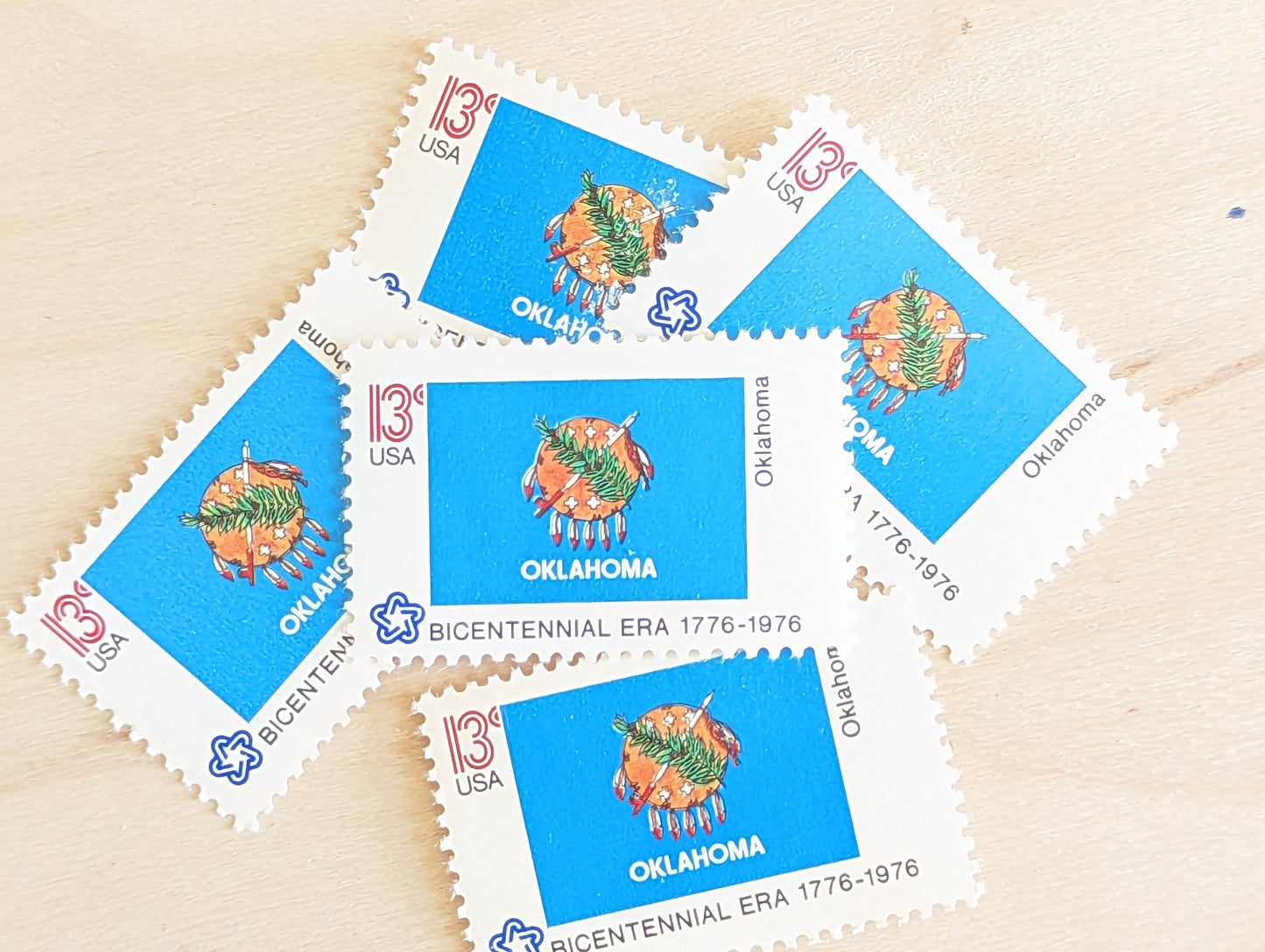 10 Alabama State Flag Stamps, 13 Cent, 1976, State Flag, Unused Postage Stamps