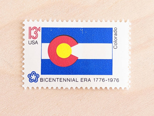 10 Colorado State Flag Stamps, 13 Cent, 1976, State Flag, Unused Postage Stamps