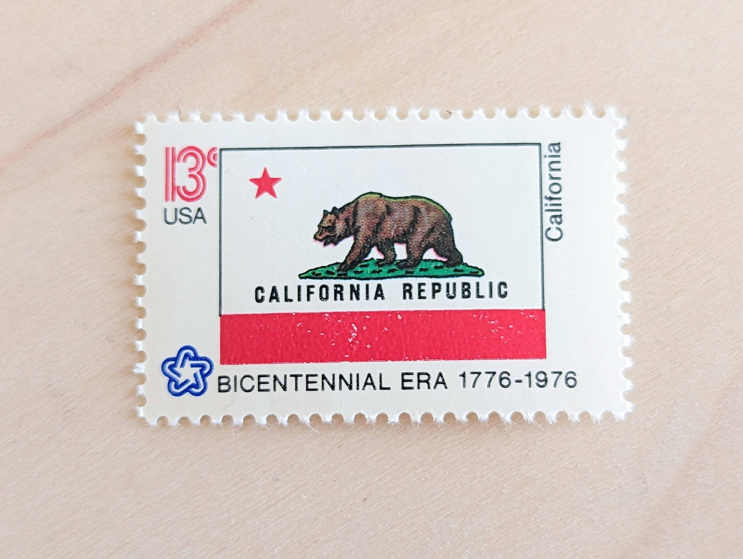 10 California State Flag Stamps, 13 Cent, 1976, State Flag, Unused Postage Stamps