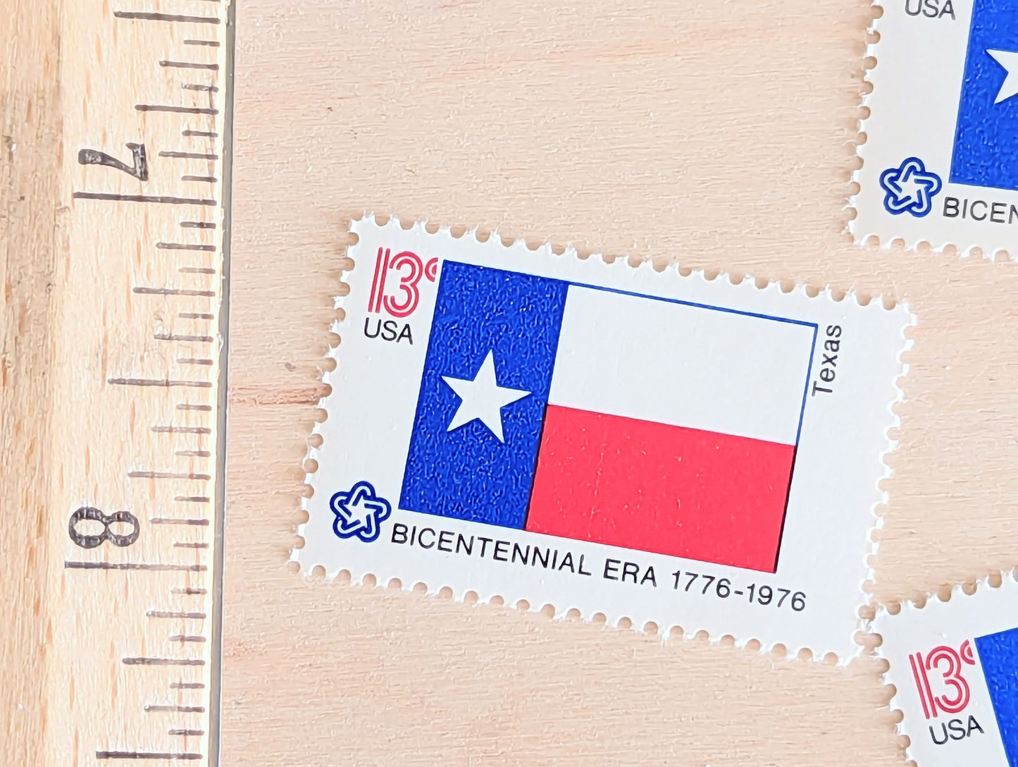 10 Texas State Flag Stamps, 13 Cent, 1976, State Flag, Unused Postage Stamps