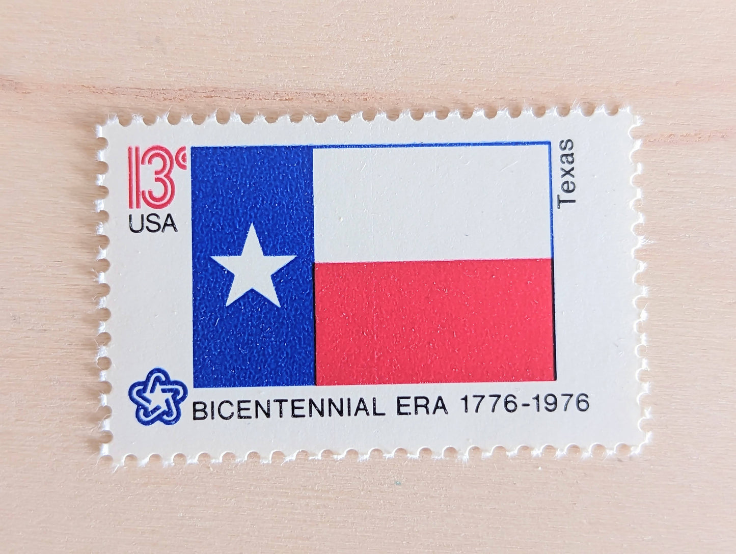 10 Texas State Flag Stamps, 13 Cent, 1976, State Flag, Unused Postage Stamps