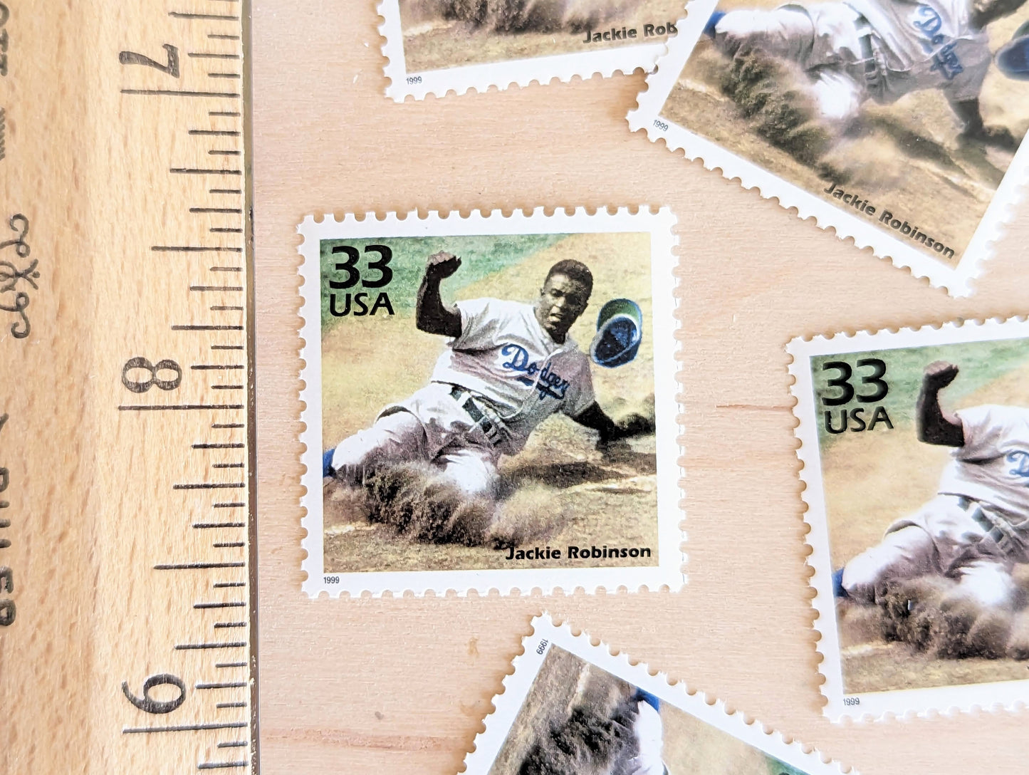 5 Jackie Robinson stamps, 33 Cent, 1998, 1940s Celebrate The Century, Unused Postage Stamps