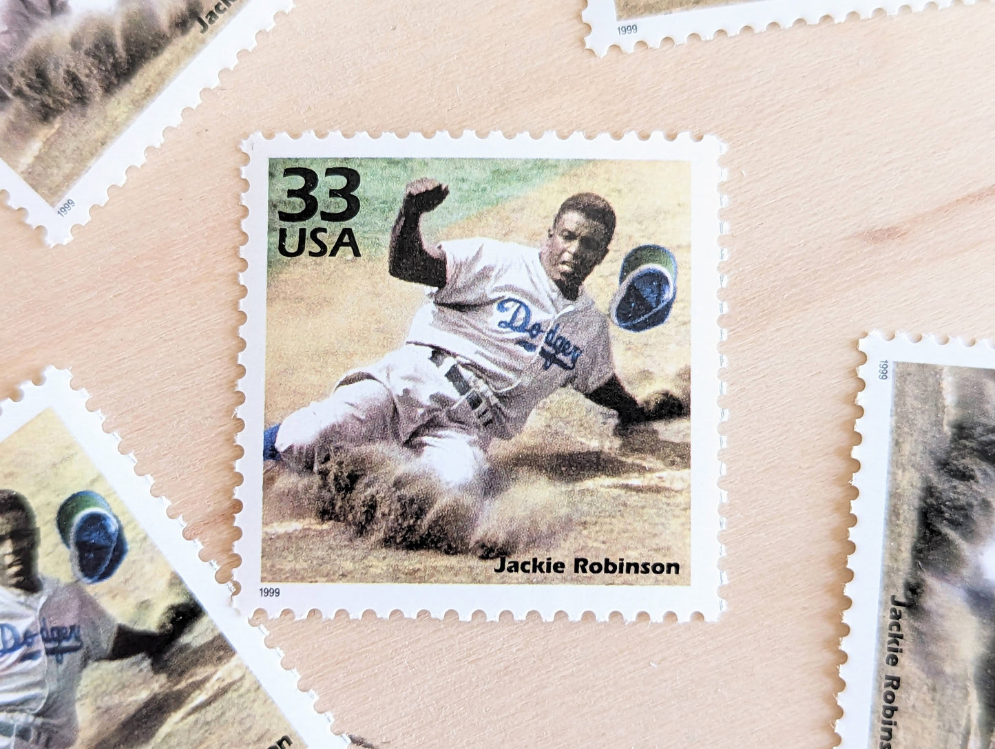 5 Jackie Robinson stamps, 33 Cent, 1998, 1940s Celebrate The Century, Unused Postage Stamps