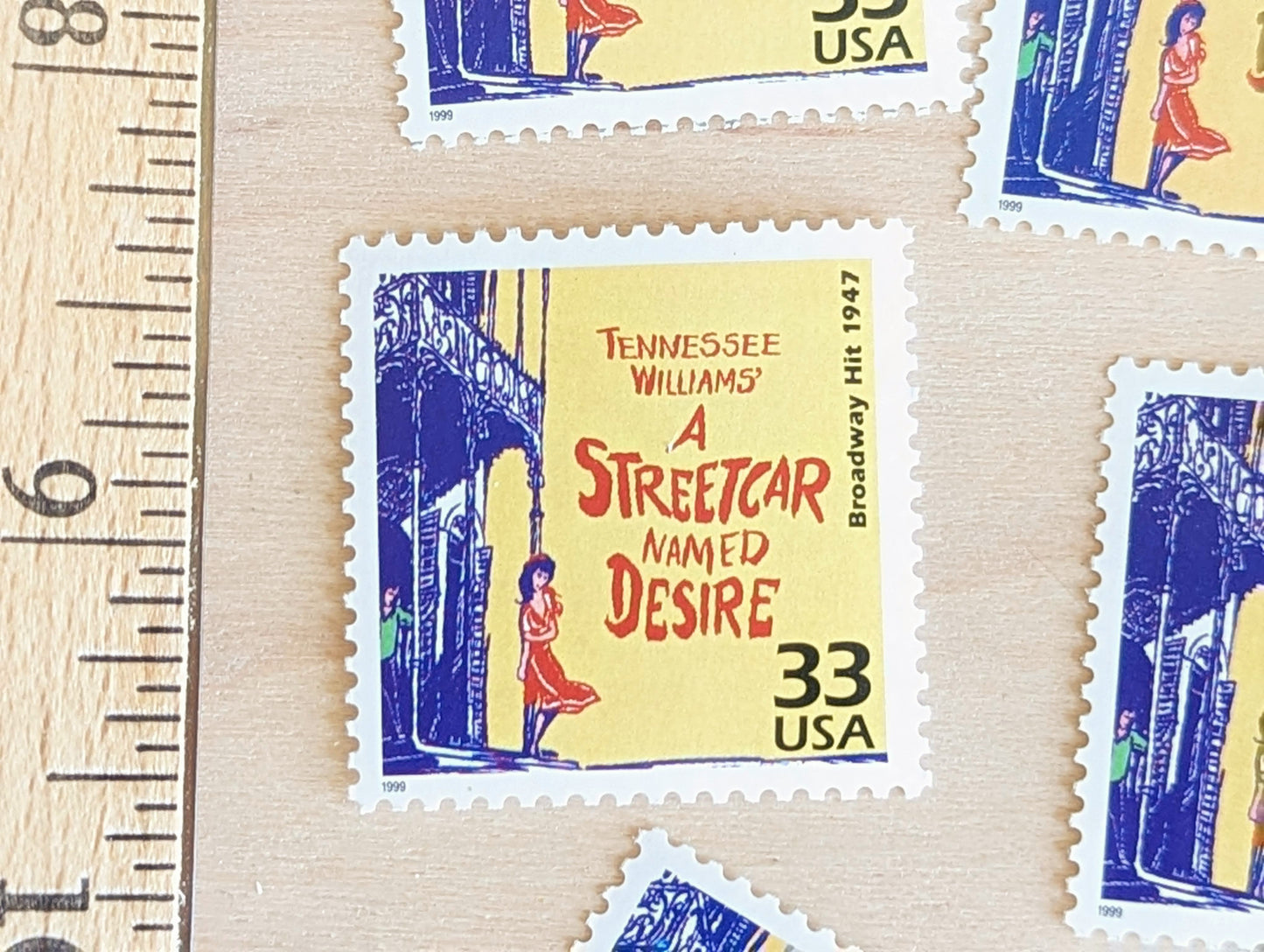 5 A Street Car Named Desire Stamps, 33 Cent, 1998, 1940s Celebrate The Century, Unused Postage Stamps