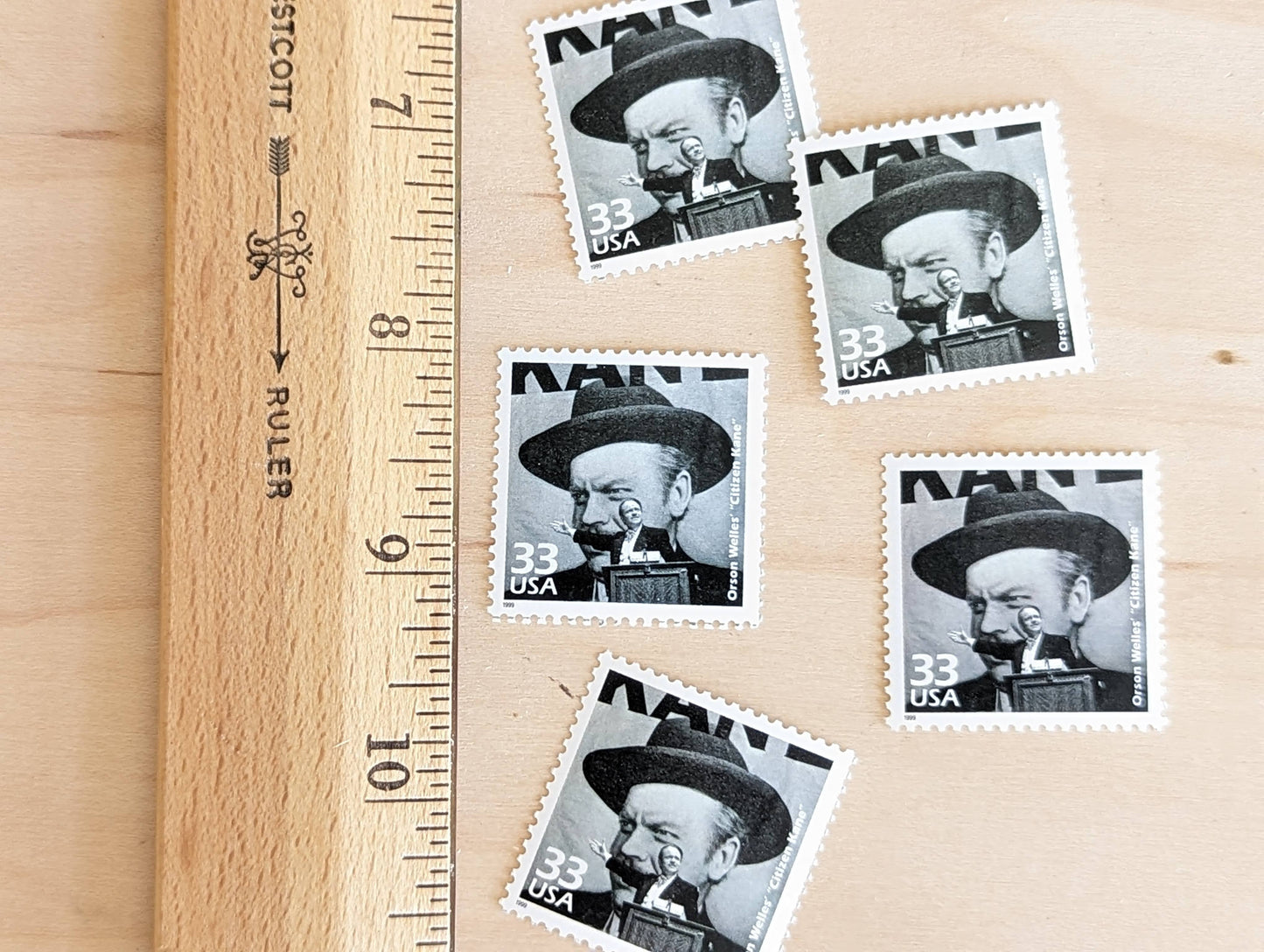 5 Citizen Kane stamps, 33 Cent, 1998, 1940s Celebrate The Century, Unused Postage Stamps