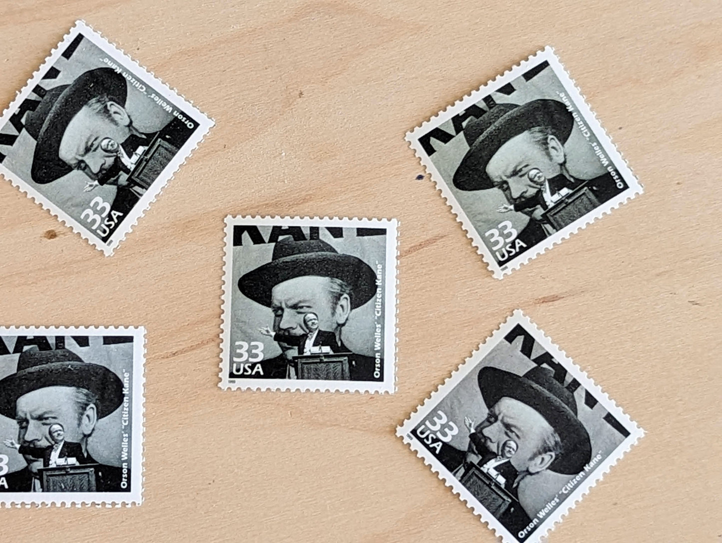 5 Citizen Kane stamps, 33 Cent, 1998, 1940s Celebrate The Century, Unused Postage Stamps