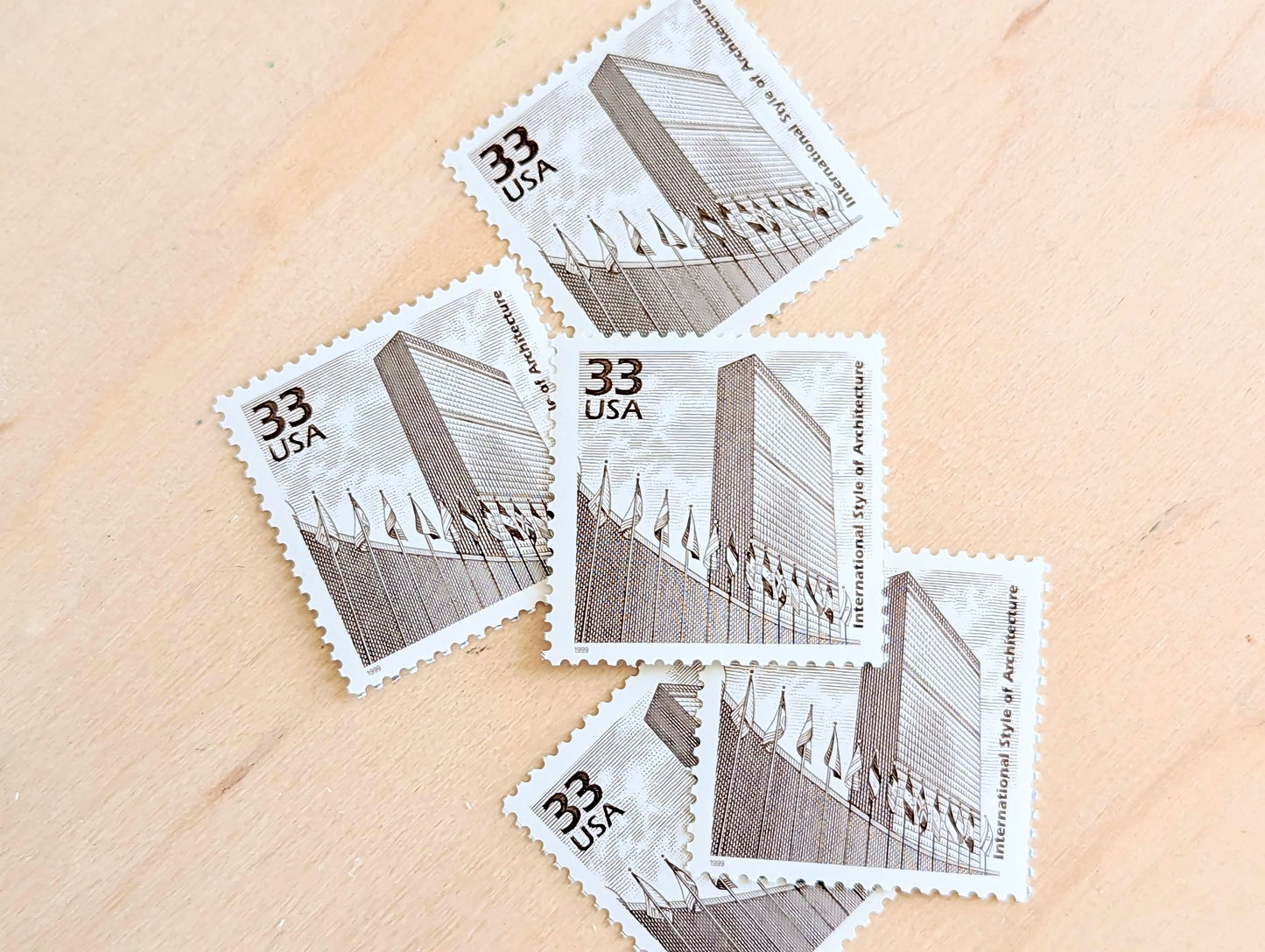 5 International Arcitecture Stamps, 33 Cent, 1998, 1940s Celebrate The Century, Unused Postage Stamps