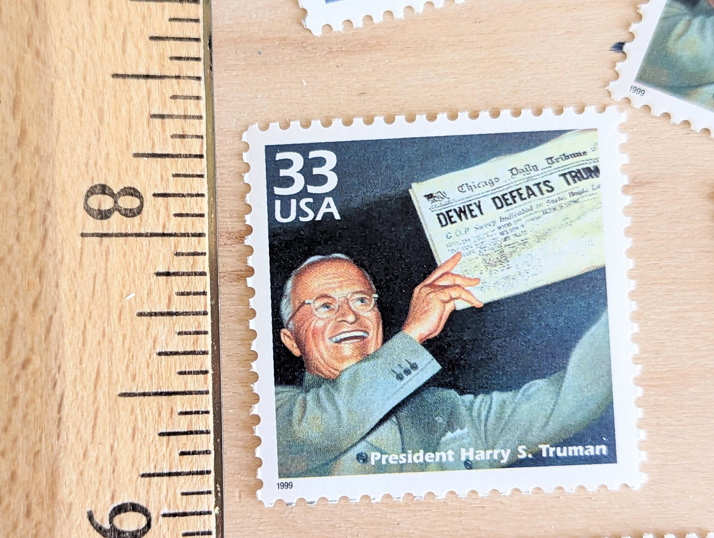 5 Harry S. Truman Stamps, 33 Cent, 1998, 1940s Celebrate The Century, Unused Postage Stamps