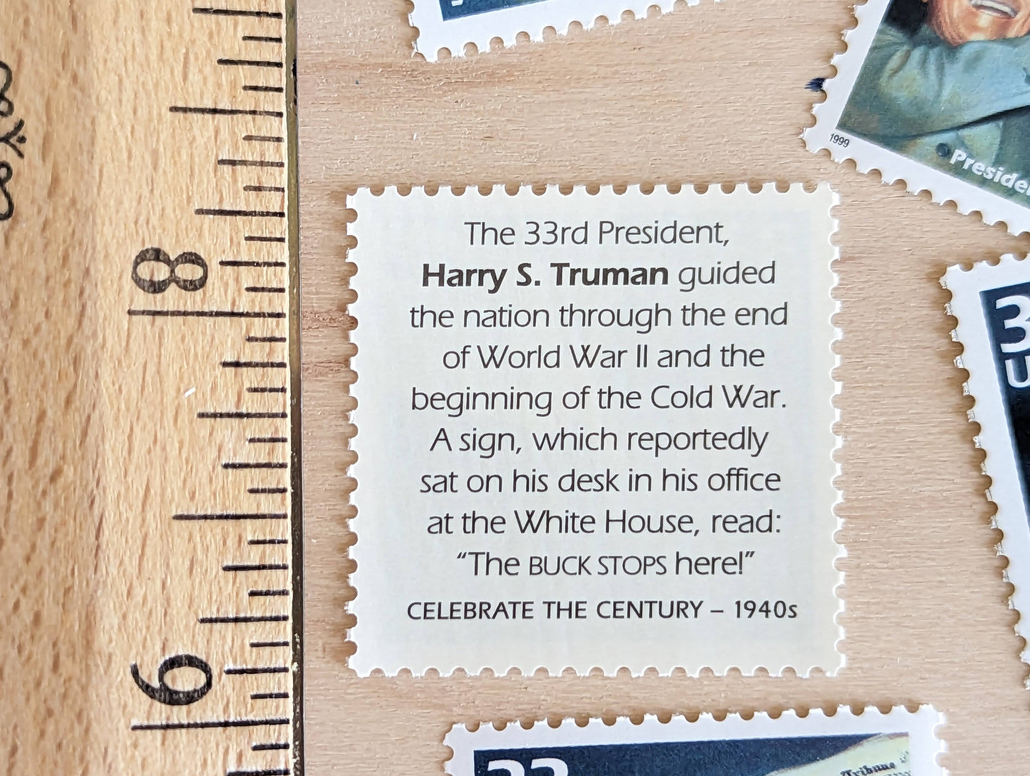 5 Harry S. Truman Stamps, 33 Cent, 1998, 1940s Celebrate The Century, Unused Postage Stamps