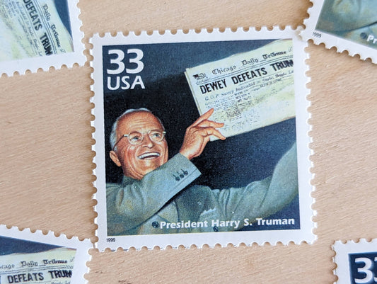 5 Harry S. Truman Stamps, 33 Cent, 1998, 1940s Celebrate The Century, Unused Postage Stamps