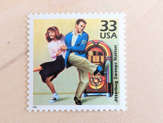 5 Jitterbug Stamps, 33 Cent, 1998, 1940s Celebrate The Century, Unused Postage Stamps