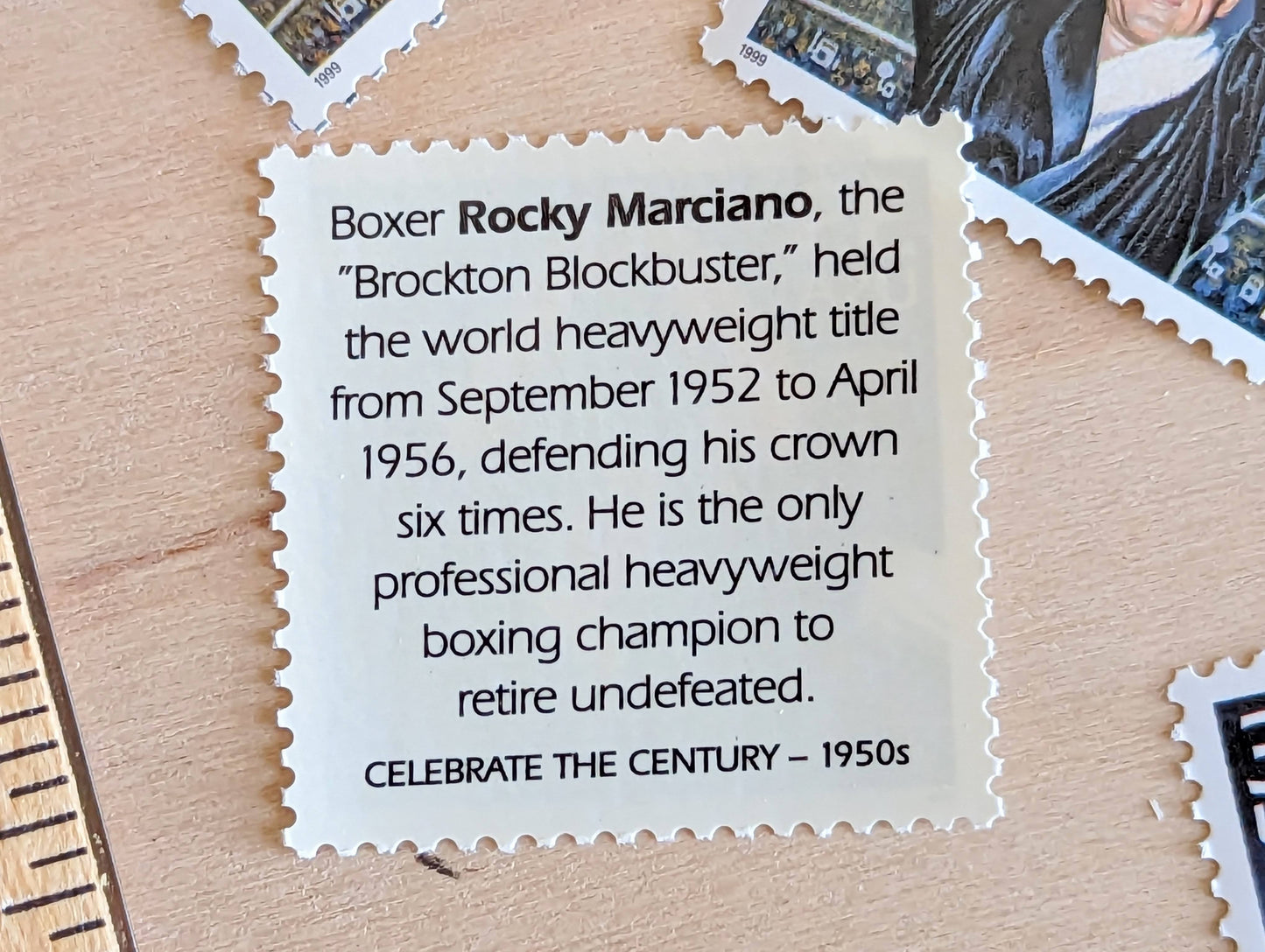 5 Rocky Marciano Stamps, 33 Cent, 1998, 1950s Celebrate The Century, Unused Postage Stamps