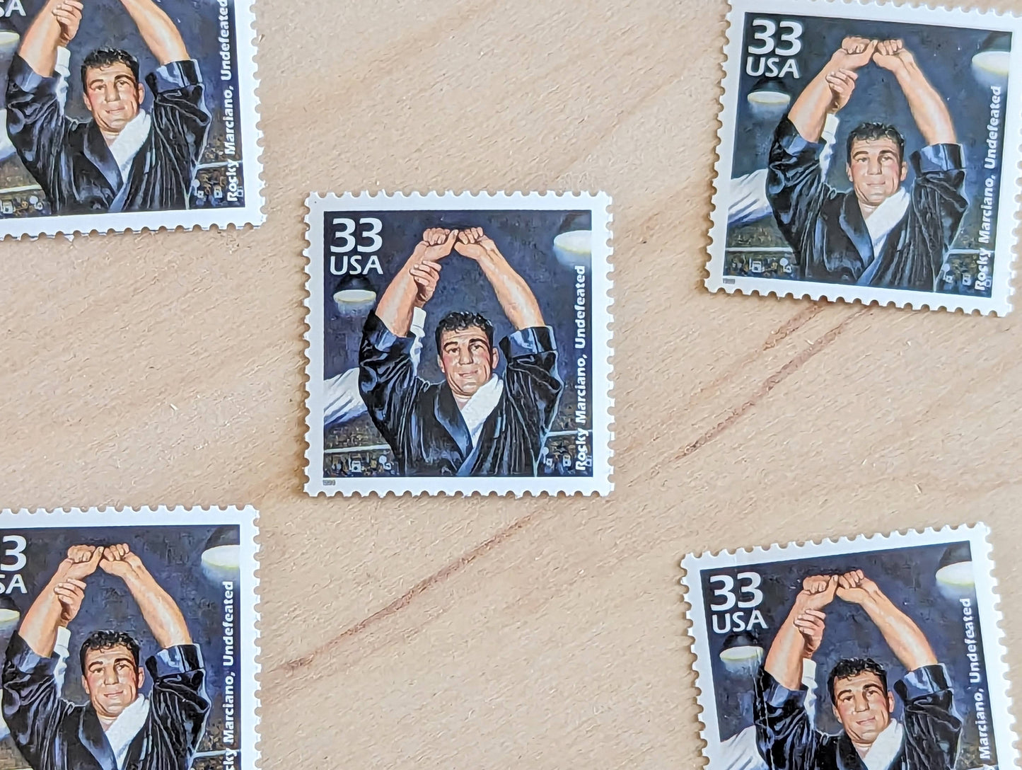 5 Rocky Marciano Stamps, 33 Cent, 1998, 1950s Celebrate The Century, Unused Postage Stamps