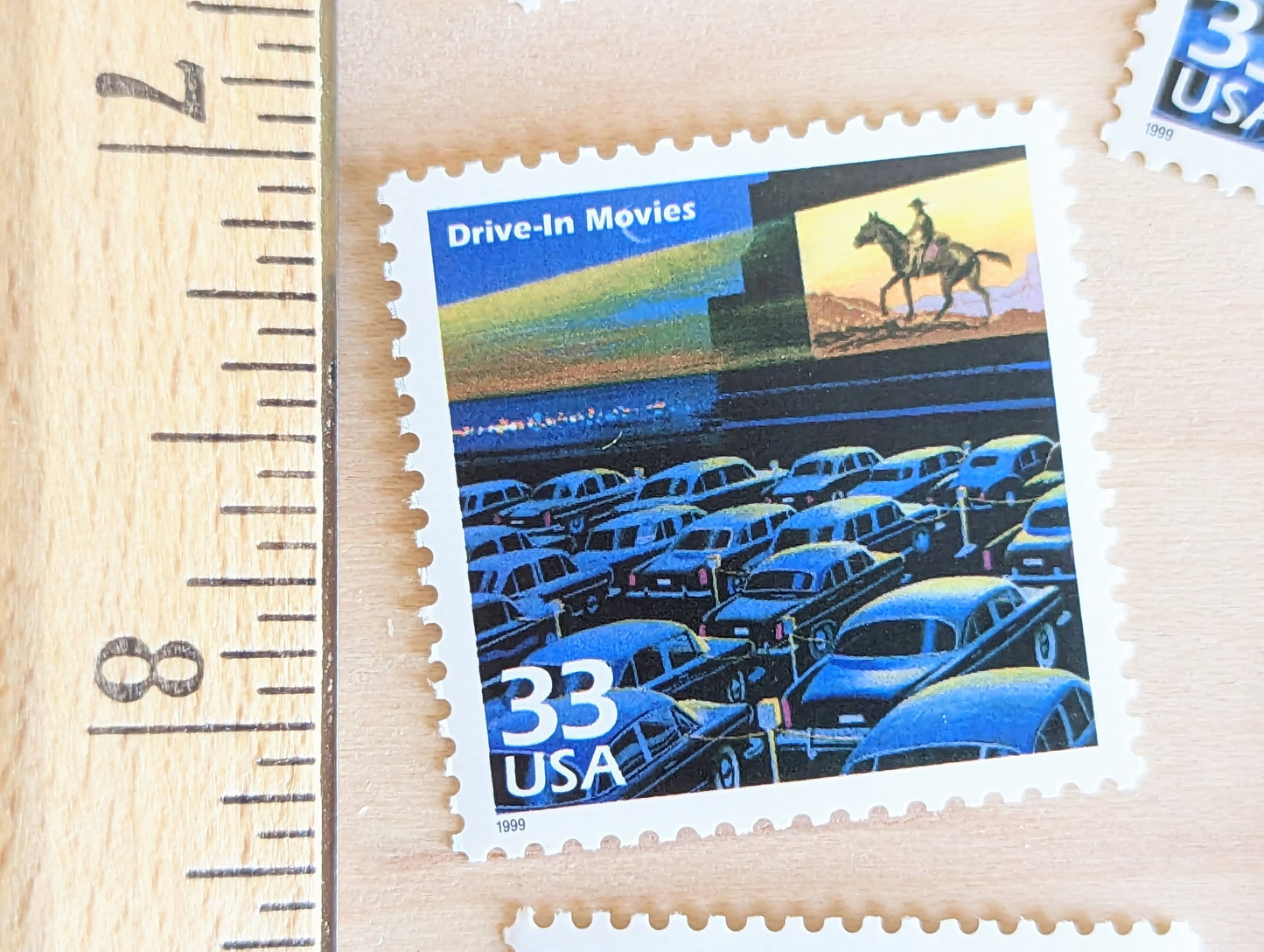 5 Drive-In Theaters Stamps, 33 Cent, 1998, 1950s Celebrate The Century, Unused Postage Stamps