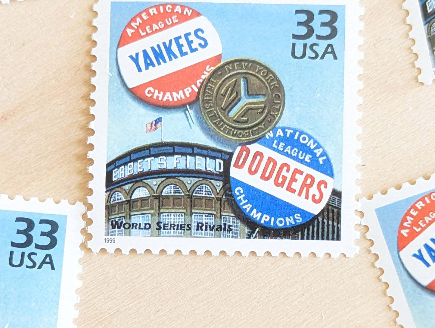 5 World Series Stamps, 33 Cent, 1998, 1950s Celebrate The Century, Unused Postage Stamps