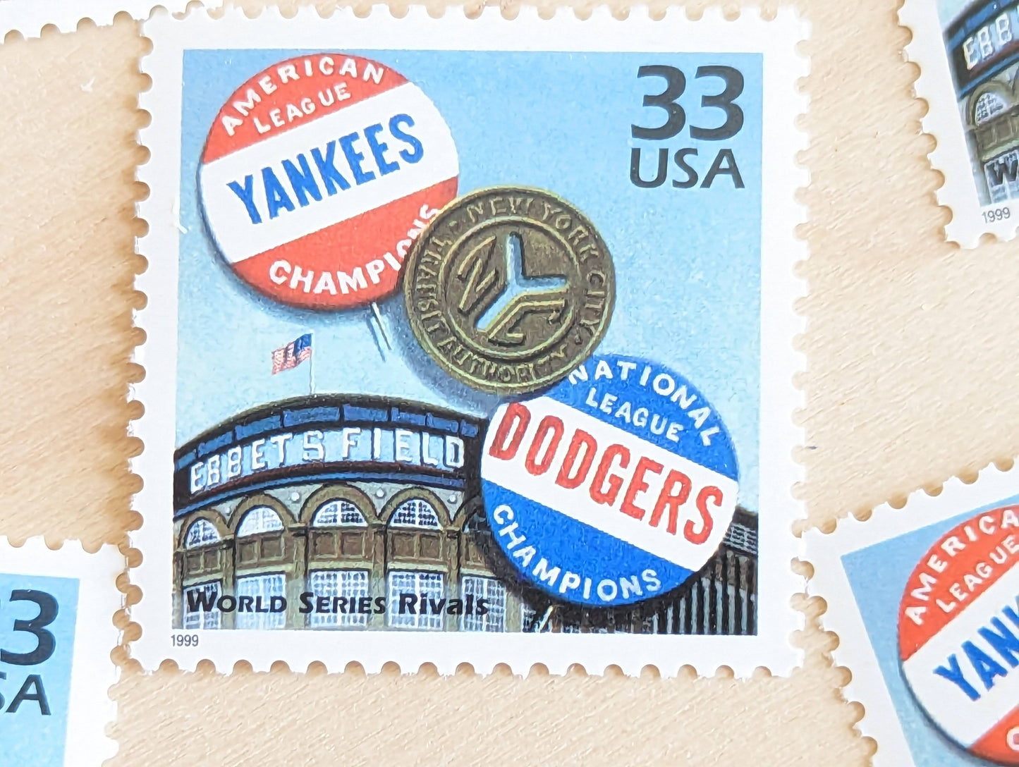 5 World Series Stamps, 33 Cent, 1998, 1950s Celebrate The Century, Unused Postage Stamps