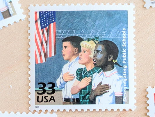 5 Integration of Public Schools Stamps, 33 Cent, 1998, 1950s Celebrate The Century, Unused Postage Stamps