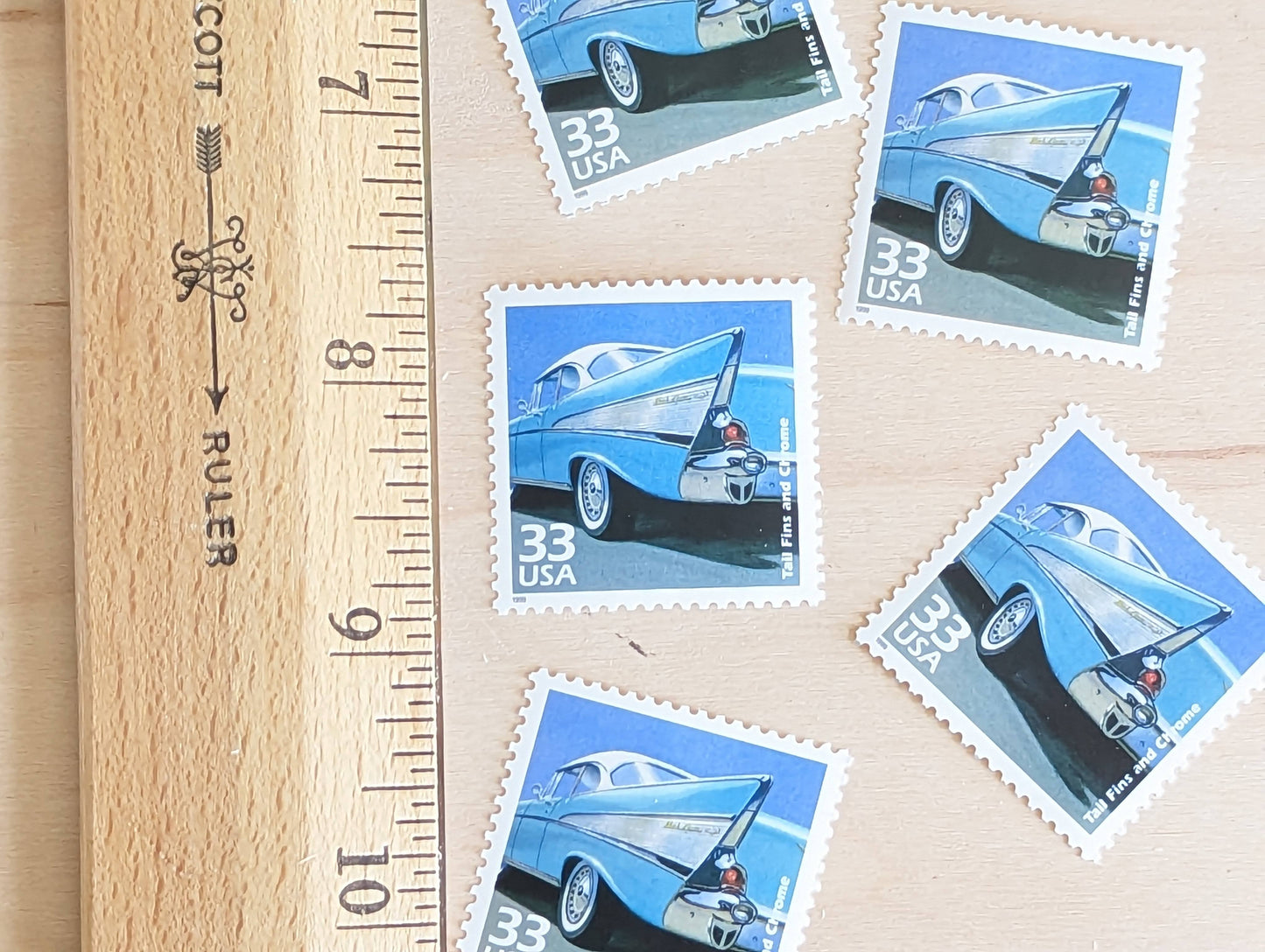 5 Cars of The 50s Stamps, 33 Cent, 1998, 1950s Celebrate The Century, Unused Postage Stamps