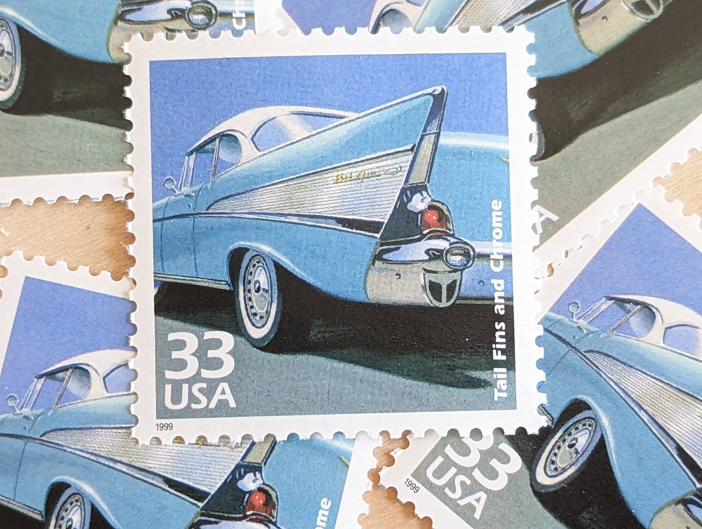 5 Cars of The 50s Stamps, 33 Cent, 1998, 1950s Celebrate The Century, Unused Postage Stamps