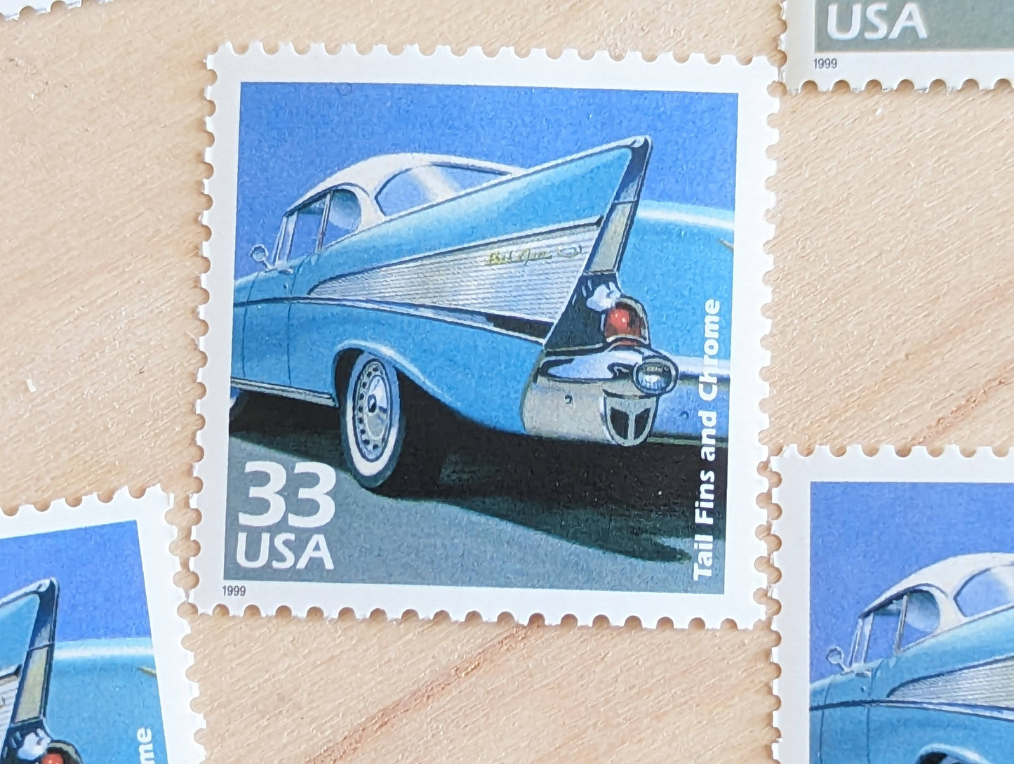 5 Cars of The 50s Stamps, 33 Cent, 1998, 1950s Celebrate The Century, Unused Postage Stamps