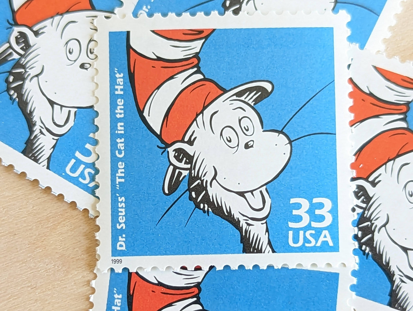 5 "The Cat in The Hat" Stamps, 33 Cent, 1998, 1950s Celebrate The Century, Unused Postage Stamps