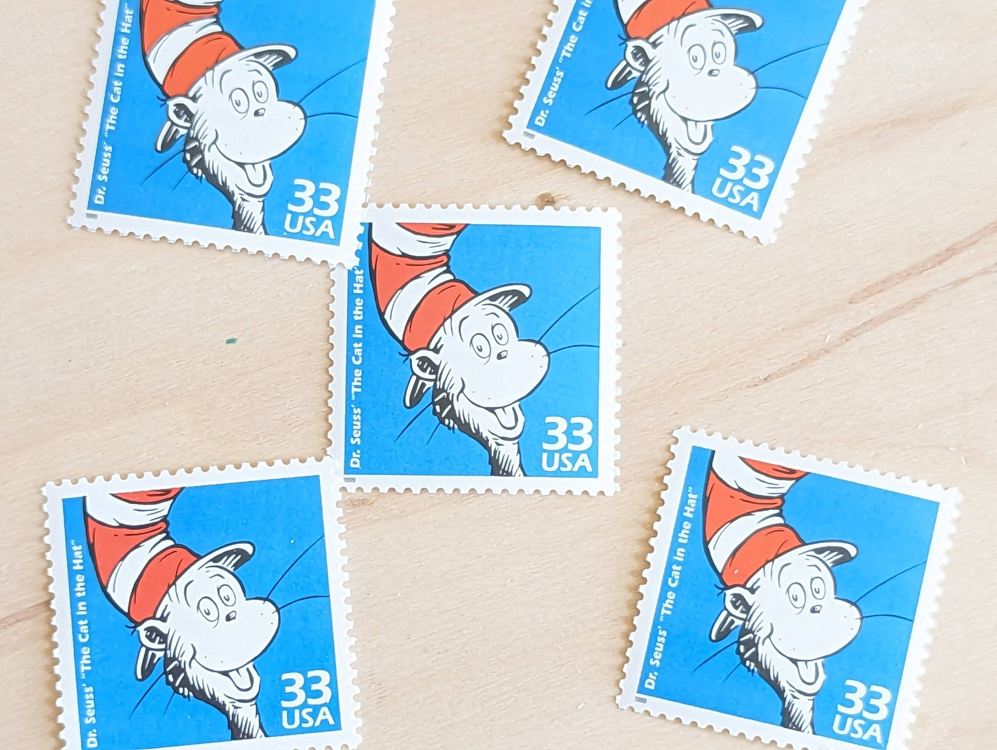 5 "The Cat in The Hat" Stamps, 33 Cent, 1998, 1950s Celebrate The Century, Unused Postage Stamps