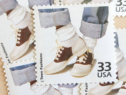 5 50s Fashion Stamps, 33 Cent, 1998, 1950s Celebrate The Century, Unused Postage Stamps