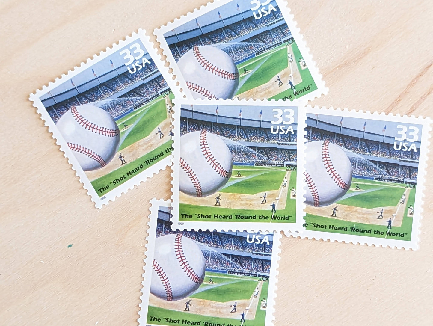 5 National League Pennent Race Stamps, 33 Cent, 1998, 1950s Celebrate The Century, Unused Postage Stamps