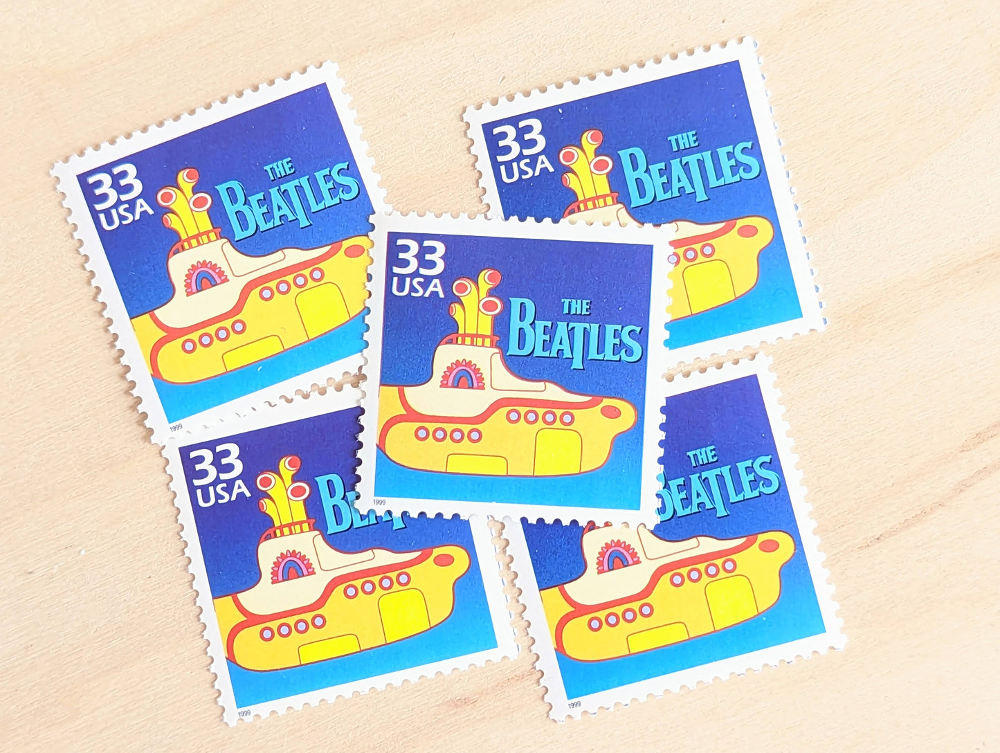 5 The Beatles Stamps, 33 Cent, 1998, 1960s Celebrate The Century, Unused Postage Stamps